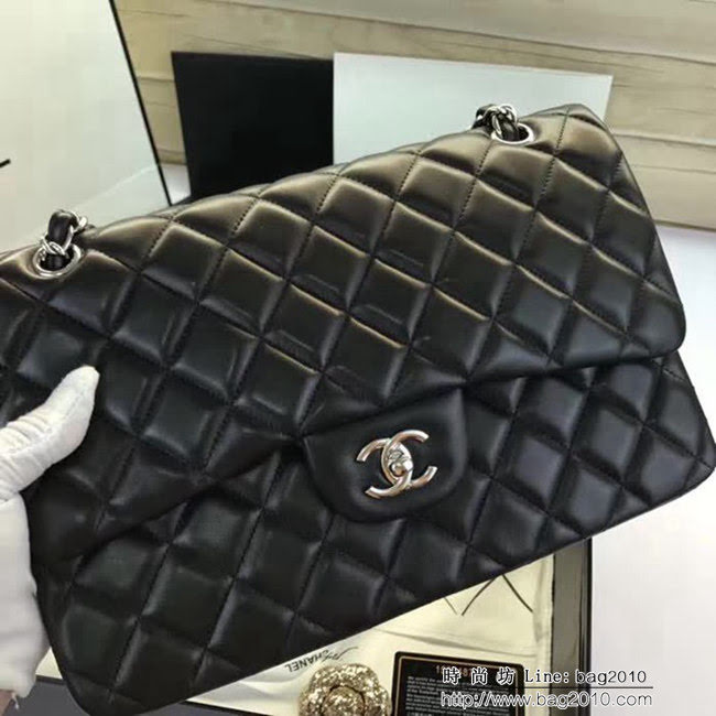 香奈兒CHANEL 升級版A1113全新經典小羊皮金銀鏈條單肩斜挎包 DSC1752